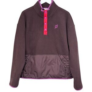 Peloton 1/4 Snap Fleece Brown Pullover Sweater Top Oversized Women’s Large